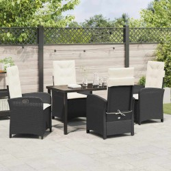 Ensemble de salle à manger pour jardin 5 pcs Noir polyrotin 641578641578