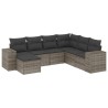 Salon de jardin avec coussins 7 pcs gris résine tressée 641587641587