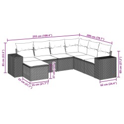 Salon de jardin avec coussins 7 pcs gris résine tressée 641587641587