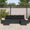 Ensemble de canapé de jardin 6 pcs Noir Poly Rattan 641589641589