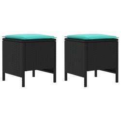 Pouf de Jardin 2 Pièce Noir et turquoise 38 x 38 x 45 cm 641590641590