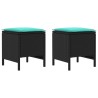 Pouf de Jardin 2 Pièce Noir et turquoise 38 x 38 x 45 cm 641590641590