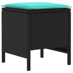 Pouf de Jardin 2 Pièce Noir et turquoise 38 x 38 x 45 cm 641590641590