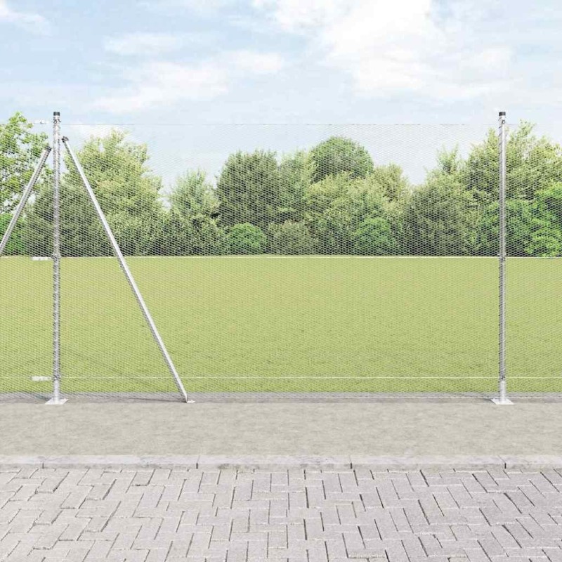 Clôture hexagonale avec base en béton 25 x 1,5 m Argenté Maille 641591641591