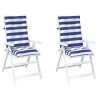 Coussin d'extérieur 2 pcs Bleu et Blanc 120 x 50 x 7 cm Tissu 641599641599