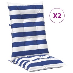 Coussin d'extérieur 2 pcs Bleu et Blanc 120 x 50 x 7 cm Tissu 641599641599