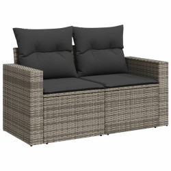 Salon de jardin avec coussins 7 pcs gris résine tressée 641602641602