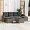 Salon de jardin avec coussins 7 pcs gris résine tressée 641604641604