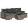 Salon de jardin avec coussins 7 pcs gris résine tressée 641604641604