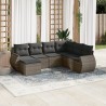 Salon de jardin avec coussins 7 pcs gris résine tressée 641605641605