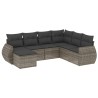 Salon de jardin avec coussins 7 pcs gris résine tressée 641605641605