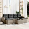 Salon de jardin avec coussins 7 pcs gris résine tressée 641606641606