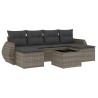 Salon de jardin avec coussins 7 pcs gris résine tressée 641606641606