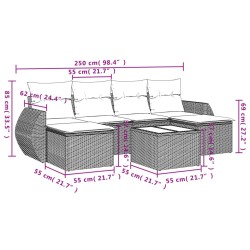 Salon de jardin avec coussins 7 pcs gris résine tressée 641606641606