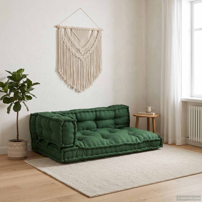 Coussin de canapé sur palette 3 pcs Vert 120 x 80 x 38 cm Tissu 641608641608