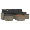 Salon de jardin avec coussins 7 pcs gris résine tressée 641609641609
