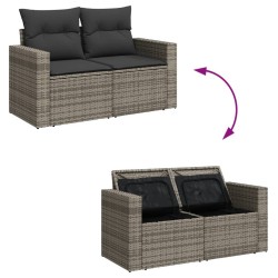 Salon de jardin avec coussins 7 pcs gris résine tressée 641609641609