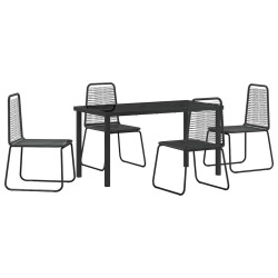 Ensemble de salle à manger pour jardin 5 pcs Noir 641610641610