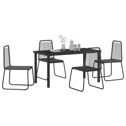 Ensemble de salle à manger pour jardin 5 pcs Noir 641610641610