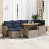 Salon de jardin avec coussins 7 pcs gris résine tressée 641611641611