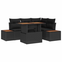 Ensemble de canapé de jardin 5 pcs Noir Poly rotin 641622641622