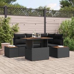 Ensemble de canapé de jardin 5 pcs Noir Poly rotin 641622641622