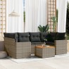 Salon de jardin avec coussins 7 pcs gris résine tressée 641623641623