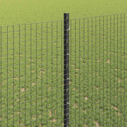 Clôture en fil soudé avec poteaux 10 x 1,4 m Gris Maille 641625641625