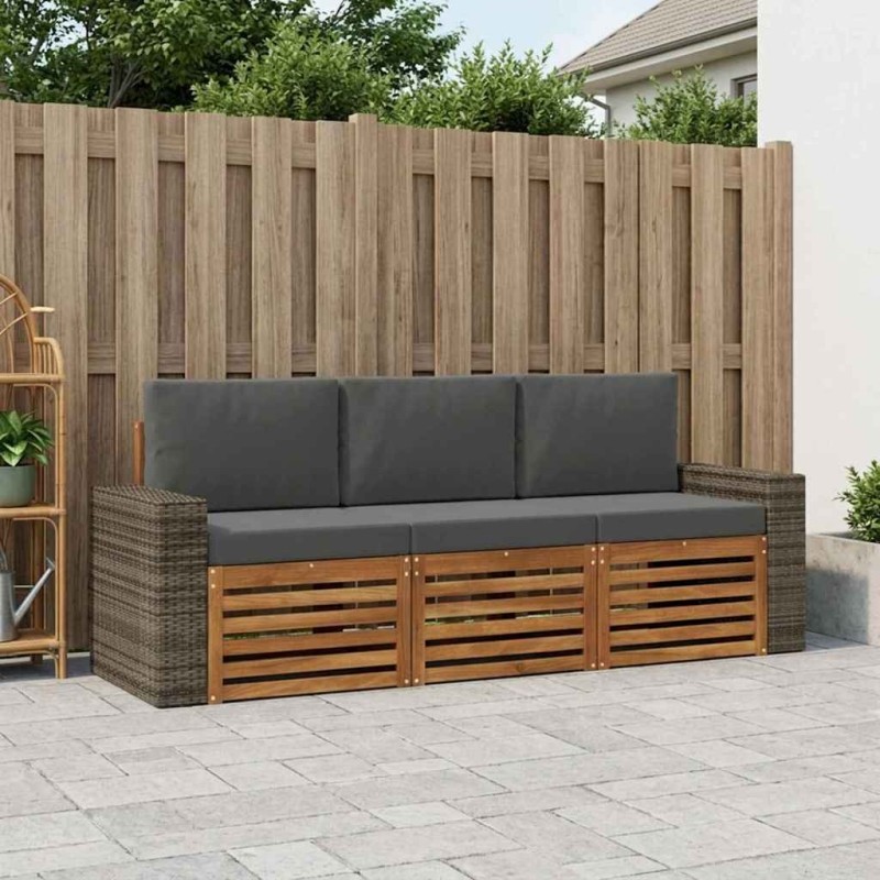 Ensembles de canapés avec coussin 3 pcs Bois d'Acacia Massif 641630641630