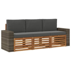 Ensembles de canapés avec coussin 3 pcs Bois d'Acacia Massif 641630641630