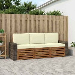 Ensembles de canapés avec coussin 3 pcs Bois d'Acacia Massif 641631641631