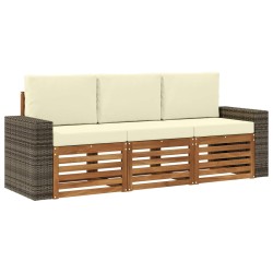 Ensembles de canapés avec coussin 3 pcs Bois d'Acacia Massif 641631641631