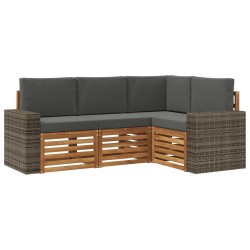 Ensembles de canapés avec coussin 4 pcs Bois d'Acacia Massif 641633641633