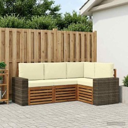Ensembles de canapés avec coussin 4 pcs Bois d'Acacia Massif 641636641636