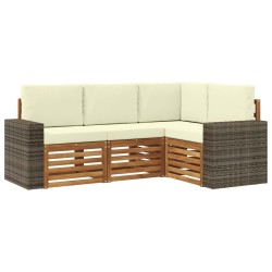 Ensembles de canapés avec coussin 4 pcs Bois d'Acacia Massif 641636641636