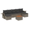 Salon de jardin 8 pcs avec coussins gris résine tressée 641640641640
