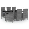 Salon de jardin 7 pcs avec coussins Résine tressée Gris 641642641642