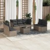 Salon de jardin 8 pcs avec coussins gris résine tressée 641643641643