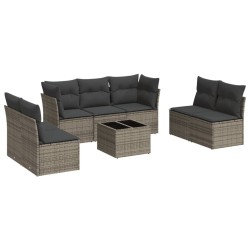 Salon de jardin 8 pcs avec coussins gris résine tressée 641643641643