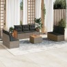 Salon de jardin 8 pcs avec coussins gris résine tressée 641644641644