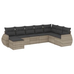 Salon de jardin 8 pcs avec coussins gris clair résine tressée 641645641645