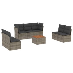 Salon de jardin 8 pcs avec coussins gris résine tressée 641647641647