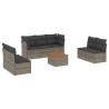Salon de jardin 8 pcs avec coussins gris résine tressée 641647641647