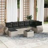 Salon de jardin 8 pcs avec coussins gris clair résine tressée 641648641648