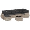 Salon de jardin 8 pcs avec coussins gris clair résine tressée 641648641648