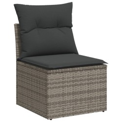Salon de jardin 8 pcs avec coussins gris résine tressée 641651641651