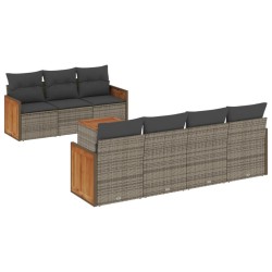Salon de jardin 8 pcs avec coussins gris résine tressée 641652641652