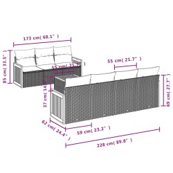 Salon de jardin 8 pcs avec coussins gris résine tressée 641652641652
