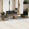 Salon de jardin 8 pcs avec coussins gris résine tressée 641654641654