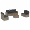 Salon de jardin 8 pcs avec coussins gris résine tressée 641654641654
